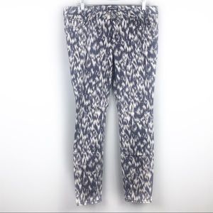 Express Skinny Pants - Blue and Cream Pattern